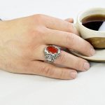 انگشتر نقره 925 عیار با سنگ عقیق کد 12935 - Image 4
