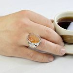 انگشتر نقره 925 عیار با عقیق زرد کد 12979 - Image 4
