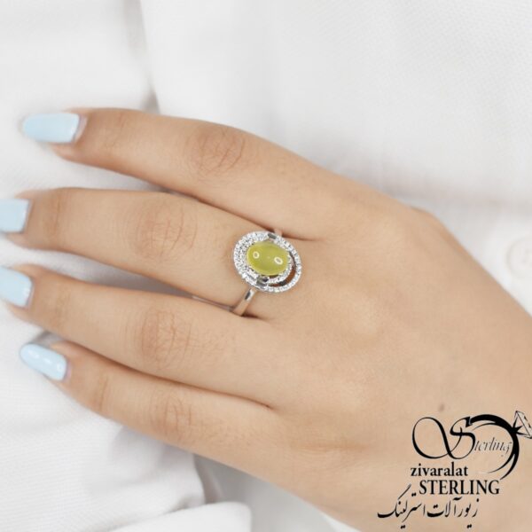انگشتر نقره زنانه با سنگ عقیق زرد (شرف الشمس) کد: 1828