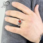 انگشتر نقره مردانه با سنگ عقیق اصل کد 4653 - Image 2