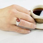 انگشتر نقره مردانه با سنگ عقیق اصل طرح خنجری کد 4902 - Image 2