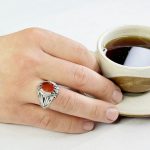 انگشتر مردانه عقیق قرمز نقره ایتالیا کد 9011 - Image 2