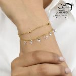 دستبند استیل دولاین با آویز کریستال کد 5765 - Image 2