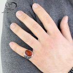 انگشتر رکاب کبوتری نقره سنگ عقیق کد 11543 - تصویر 3