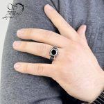 انگشتر نقره با سنگ عقیق مشکی کد 13017 - Image 3