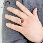 انگشتر نقره رکاب دست ساز با عقیق یمن کد 13022 - Image 3