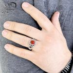 انگشتر نقره مردانه با سنگ عقیق اصل کد 4659 - Image 2