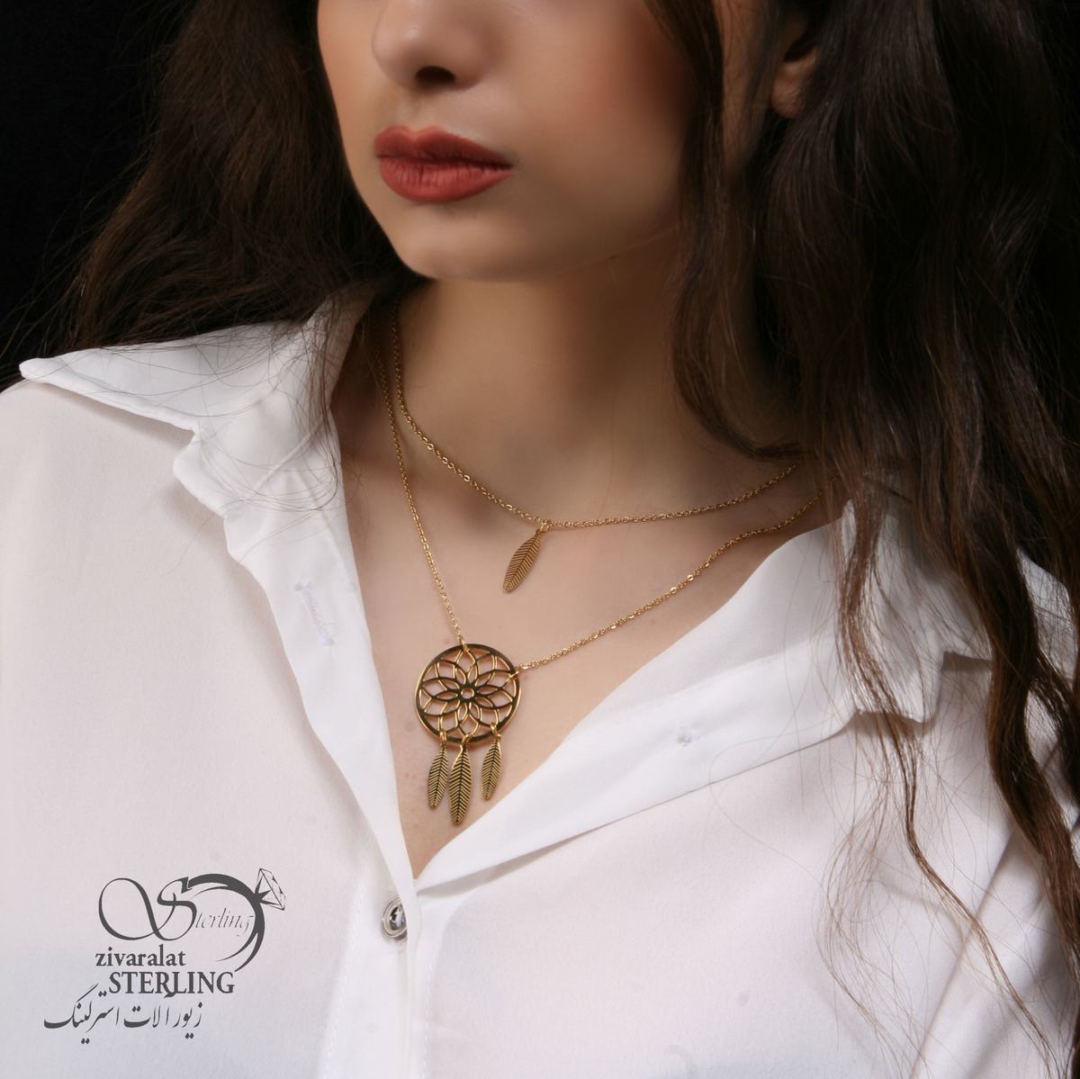 گردنبند زنانه طرح طلا دو ردیف دریم کچر کد4166