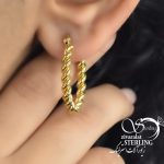 گوشواره پیچ میخی زنانه طلایی کد 5796 - Image 4