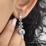 گوشواره آویز طرح جواهر نگین دایره کد 5892 - Image 3
