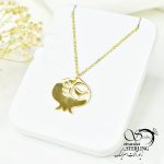 گردنبند استیل یلدایی طرح انار برعکس با پرنده کد 5132