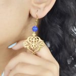 گوشواره استیل آویز نگین آبی 5491