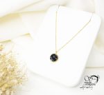گردنبند زنانه استیل دایره نگین مشکی کد 5747