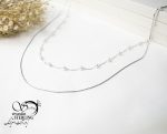 گردنبند زنانه استیل دو زنجیره ماری و مروارید کد 5782