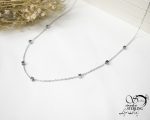 گردنبند استیل زنانه مربعی نقره ای کد 5819