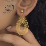 گوشواره آویز اشکی طلایی کد 5661 - Image 2