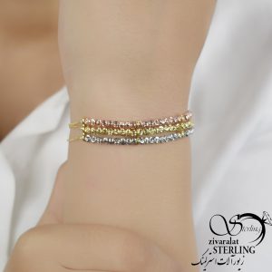 دستبند البرنادو زنانه سه ردیفه رنگی