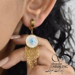 گوشواره زنانه چشم نظر آویز زنجیری کد 6153 - Image 2