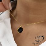 گردنبند زنانه استیل دایره نگین مشکی کد 5747 - Image 2