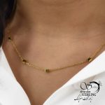 گردنبند استیل زنانه مربعی طلایی کد 5818 - Image 2