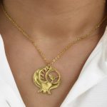 گردنبند استیل یلدایی طرح انار برعکس با پرنده کد 5132 - Image 2