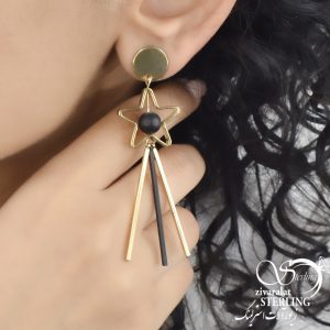 گوشواره آویز ستاره طلایی و مشکی