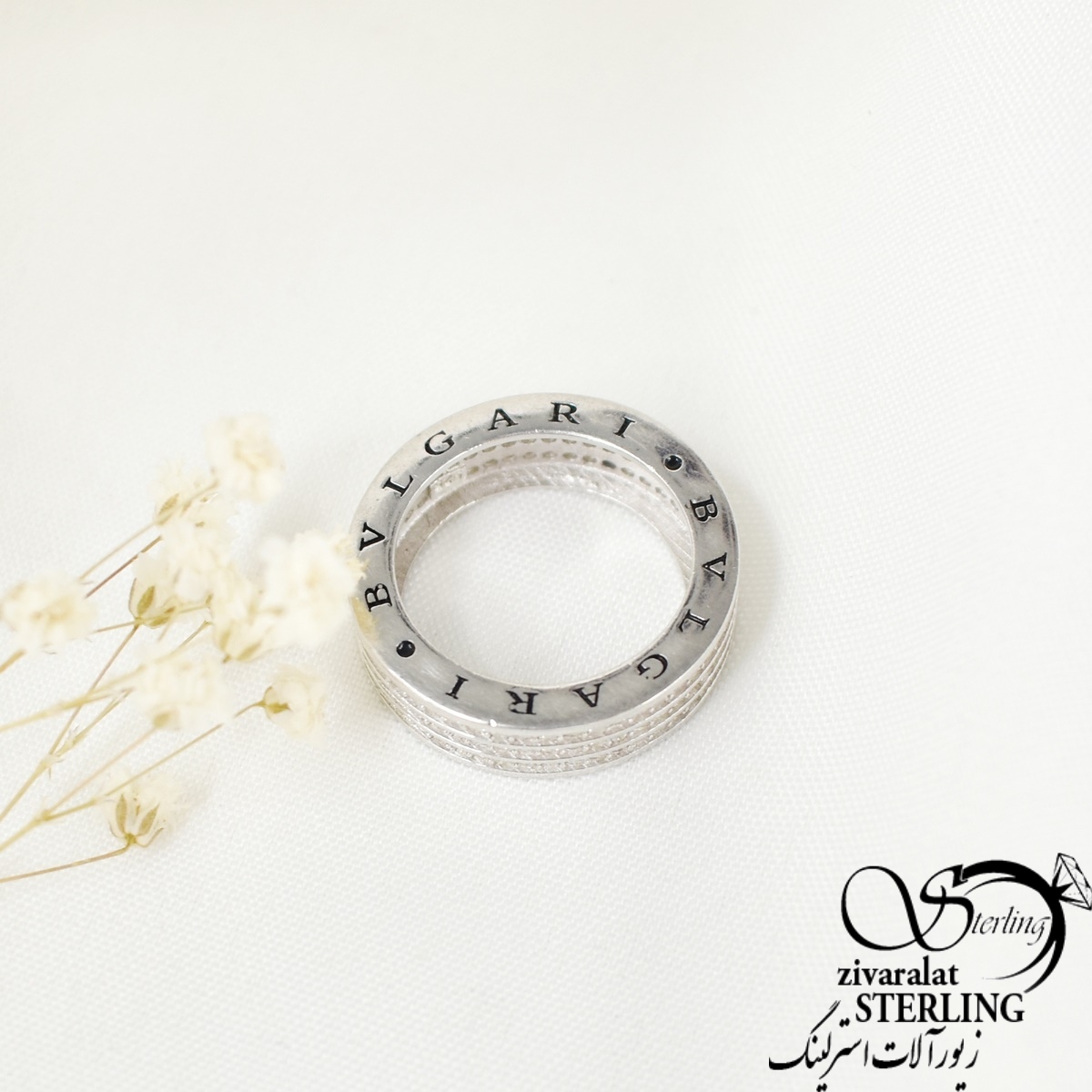 6945 610 حلقه نقره دورنگینbvlgari