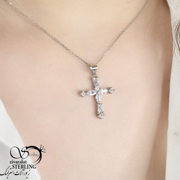 گردنبند نقره زنانه طرح صلیب کد4801