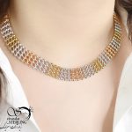 گردنبند ژوپینگ ترکیب 3رنگ طلایی سفید رزگلد