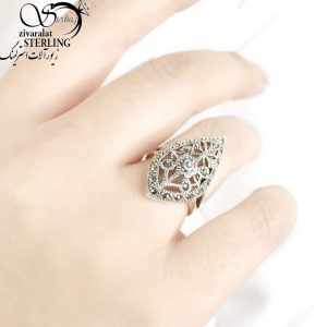 انگشتر نقره سیاه قلم طرح برگ