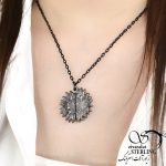 گردنبند مشکی پلاک خورشیدی(تو آفتاب درخشان من هستی) کد 9760 - Image 4