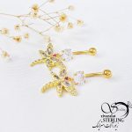 پیرسینگ ناف جواهری طرح شاپرک نگین دار کد 10718
