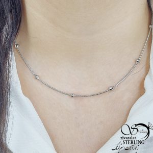 گردنبند (زنجیر) گوی دار سفید برند استیل کد 10876