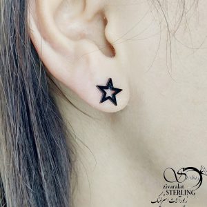 گوشواره استیل ستاره توخالی رنگ ثابت کد 10916