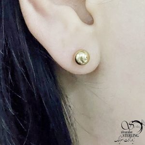 گوشواره استیل گوی درشت با روکش طلا کد 10951