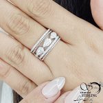 انگشتر نقره سه لاین جواهری کد 11219