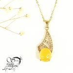 گردنبند برند طلاروس طرح کلاسیک عقیق زرد کد 10060