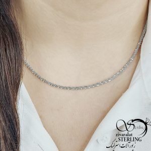 گردنبند خاویاری استیل سفید کد 11639
