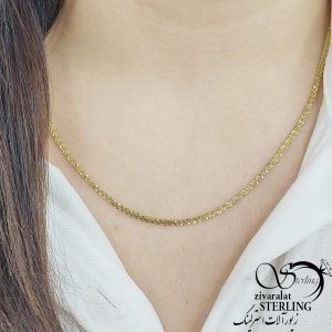 گردنبند خاویاری استیل طلایی کد 11640