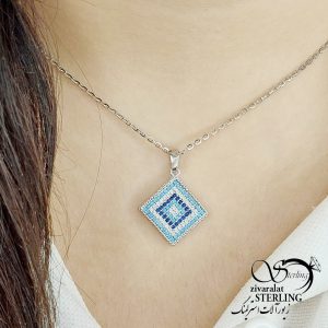گردنبند مربع چشم نظر عیار 925 کد 11963