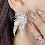 گوشواره بال فرشته با نگین جواهری کد 12221