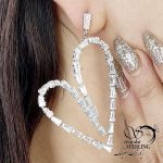 گوشواره قلب با نگین جواهری کد 12223