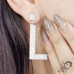 گوشواره جواهری با آویز حرف L کد 12345
