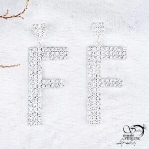 گوشواره جواهری آویز حرف F با کد 12347