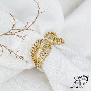 انگشتر مجلسی طلاروس طرح حلزونی کد 12377