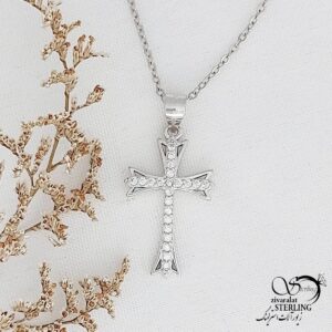 گردنبند صلیب زنانه نقره با کد 12466