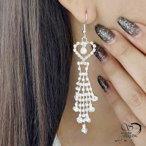 گوشواره جواهری طرح قلب کد 12629