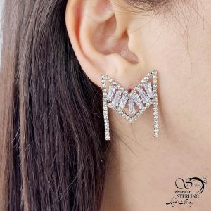 گوشواره جواهری با حرف M کد 12639