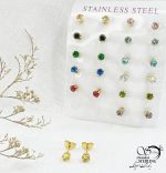 گوشواره استیل نگین طلایی کد 12857