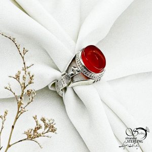 انگشتر نقره با سنگ عقیق کد 12912